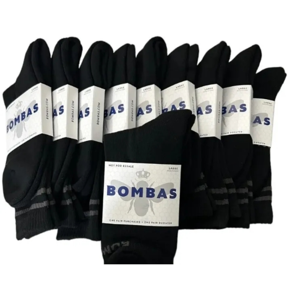 (10) Pairs Bombas Mens Calf Socks Size Large Black 10-13